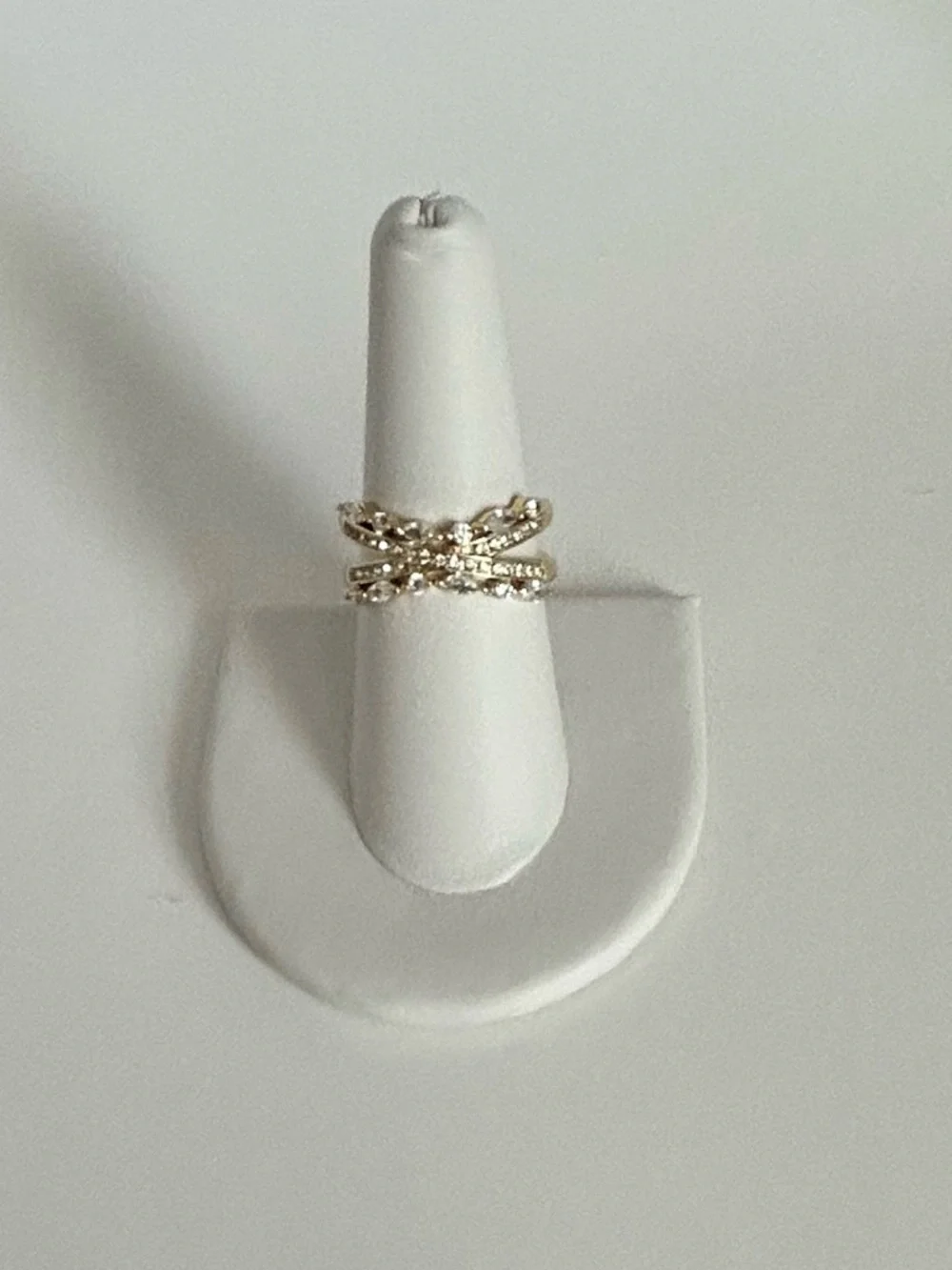 Charter Club Gold Plated Cubic Zirconia Crossover Ring Size 8